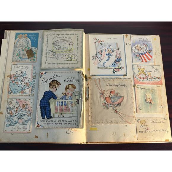 Vintage Baby Book Filled Out Baby Pictures Birth Certificate Baby Cards 1944 - Picture 5 of 8